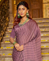 Vishal Prints Cannon Pink Designer Patterned Chiffon Saree With Embroidery And Diamond Work