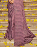 Vishal Prints Cannon Pink Designer Patterned Chiffon Saree With Embroidery And Diamond Work