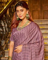 Vishal Prints Cannon Pink Designer Patterned Chiffon Saree With Embroidery And Diamond Work