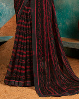 Vishal Prints Black Printed Chiffon Saree With Fancy Border