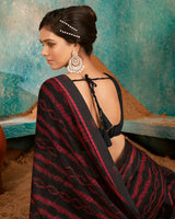 Vishal Prints Black Printed Chiffon Saree With Fancy Border
