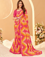 Vishal Prints French Rose Printed Chiffon Saree With Fancy Border
