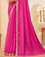 Vishal Prints Rani Designer Fancy Chiffon Saree With Diamond Work And Embroidery Cut Work Border
