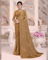 Vishal Prints Limed Oak Designer Fancy Brasso Saree With Embroidery Work And Diamond Piping