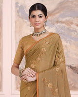 Vishal Prints Limed Oak Designer Fancy Brasso Saree With Embroidery Work And Diamond Piping