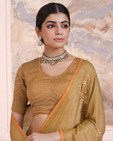 Vishal Prints Limed Oak Designer Fancy Brasso Saree With Embroidery Work And Diamond Piping