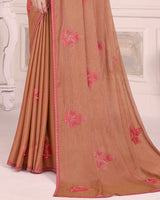 Vishal Prints Antique Brass Designer Fancy Brasso Saree With Embroidery Work And Diamond Piping