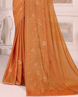 Vishal Prints Ochre Designer Fancy Brasso Saree With Embroidery Work And Diamond Piping