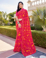 Vishal Prints Rani Printed Georgette Saree With Border