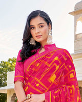 Vishal Prints Rani Printed Georgette Saree With Border