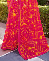 Vishal Prints Rani Printed Georgette Saree With Border