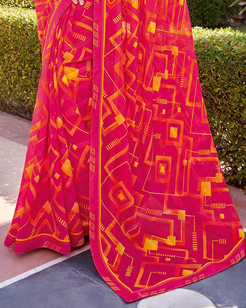 Vishal Prints Rani Printed Georgette Saree With Border