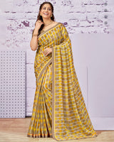 Vishal Prints Gold Printed Georgette Saree With Fancy Border