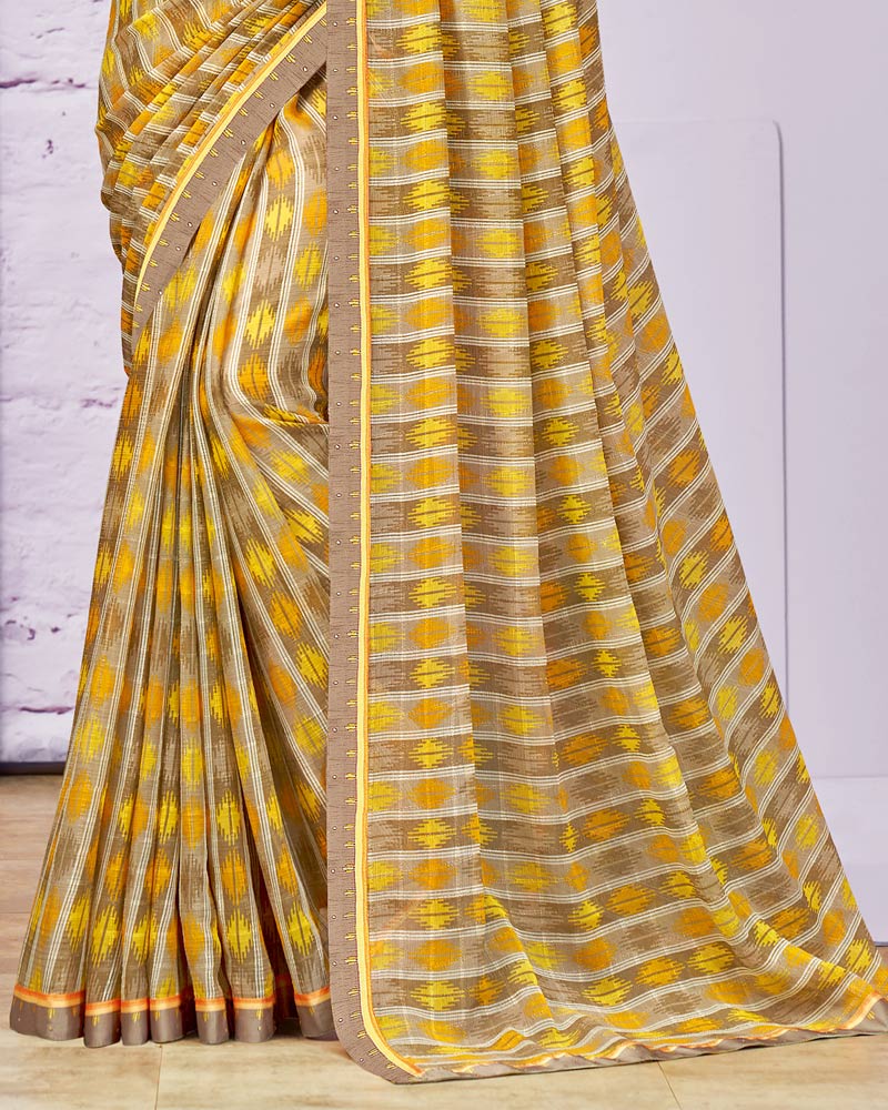 Vishal Prints Gold Printed Georgette Saree With Fancy Border