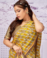 Vishal Prints Gold Printed Georgette Saree With Fancy Border