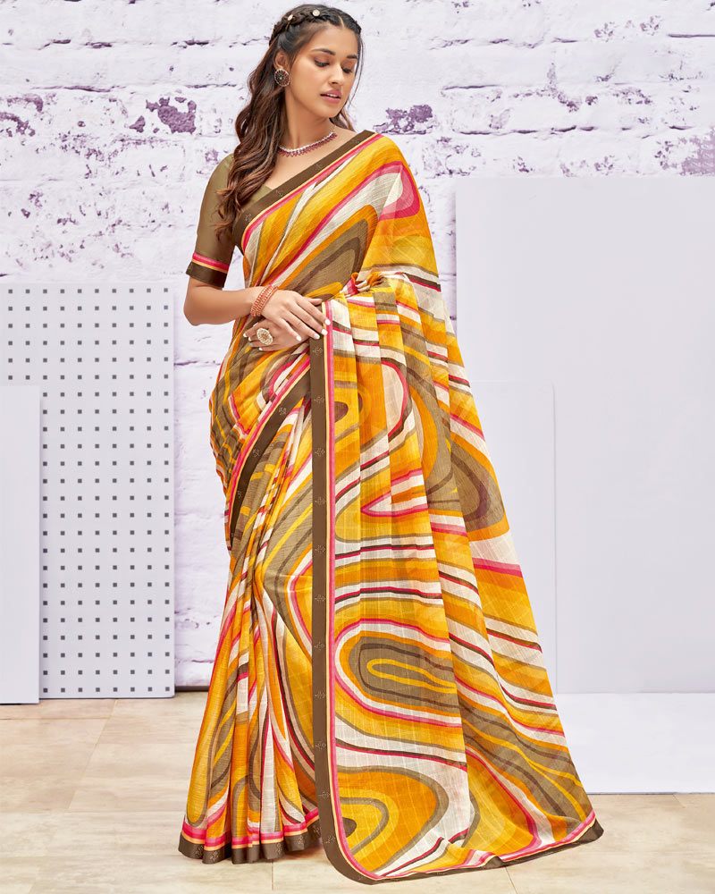 Vishal Prints Multi Printed Georgette Saree With Fancy Border