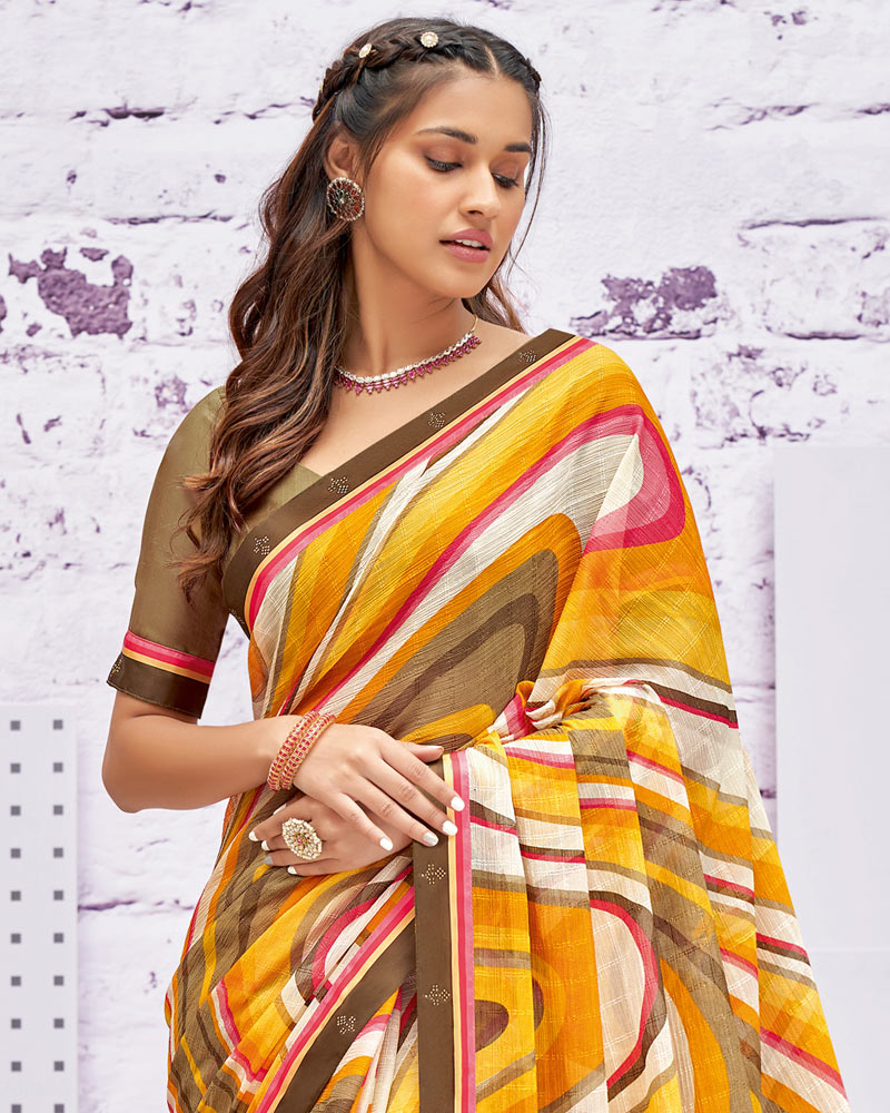 Vishal Prints Multi Printed Georgette Saree With Fancy Border