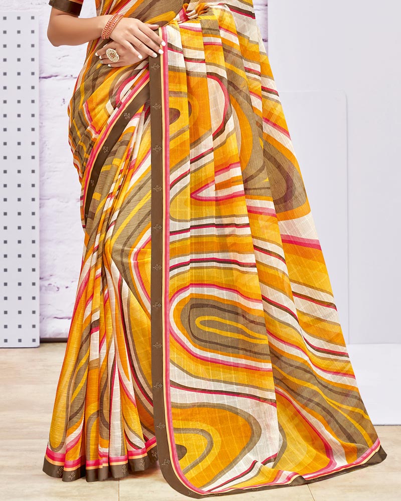 Vishal Prints Multi Printed Georgette Saree With Fancy Border