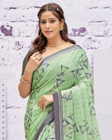 Vishal Prints Light Green Printed Georgette Saree With Fancy Border