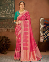 Vishal Prints Hot Pink Art Silk Zari Weaving Saree With Diamond Work