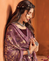 Vishal Prints Mauve Printed Criva Crepe Saree With Fancy Border