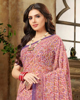 Vishal Prints Pink Digital Print Georgette Saree