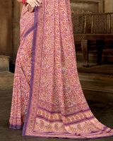 Vishal Prints Pink Digital Print Georgette Saree