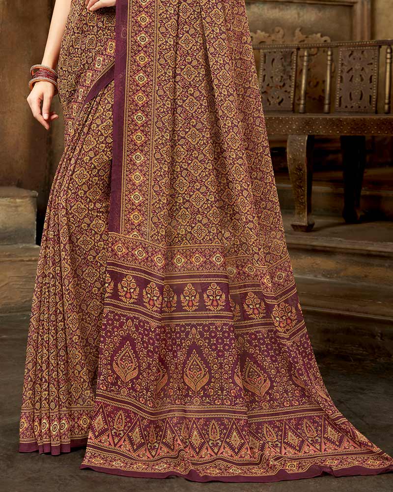 Vishal Prints Maroon Digital Print Georgette Saree