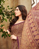 Vishal Prints Maroon Digital Print Georgette Saree