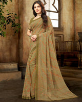 Vishal Prints Dark Beige Digital Print Georgette Saree