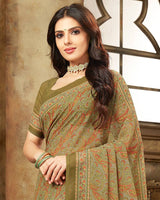 Vishal Prints Dark Beige Digital Print Georgette Saree