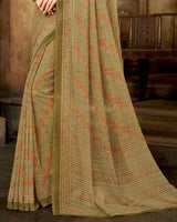 Vishal Prints Dark Beige Digital Print Georgette Saree