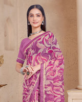 Vishal Prints Tulip Pink Printed Georgette Saree With Fancy Border