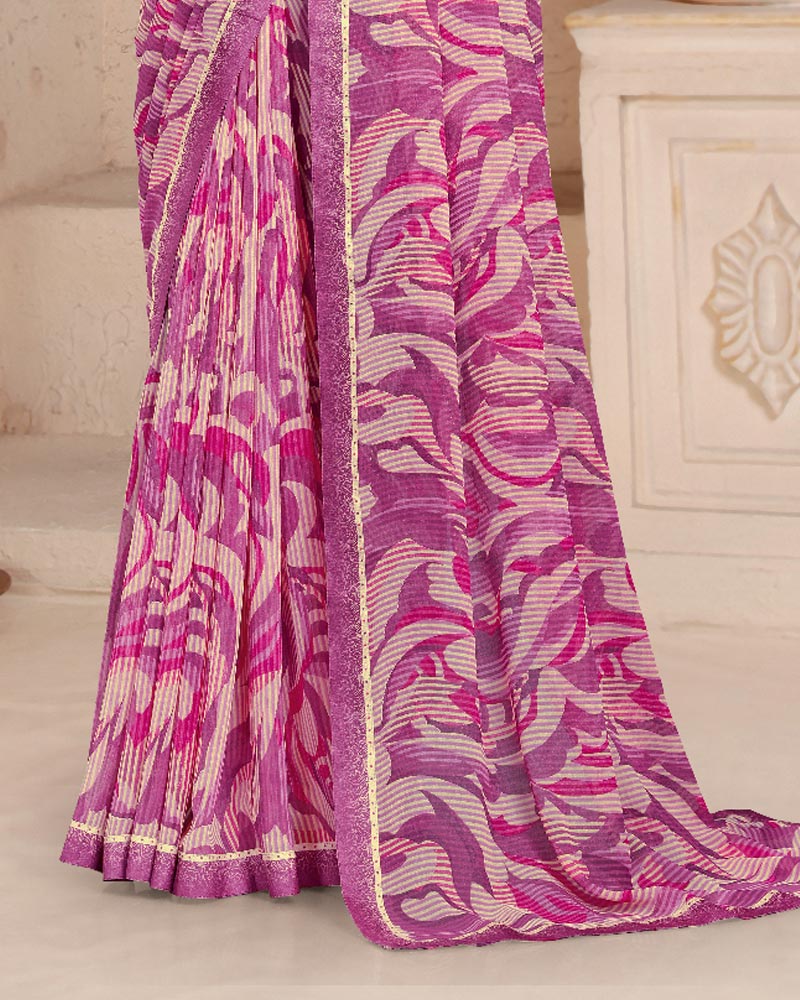 Vishal Prints Tulip Pink Printed Georgette Saree With Fancy Border