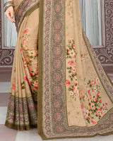 Vishal Prints Very Light Brown Digital Print Criva Crepe Saree