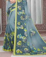 Vishal Prints Grey Digital Print Criva Crepe Saree