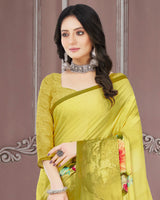 Vishal Prints Light Olive Green Digital Print Criva Crepe Saree