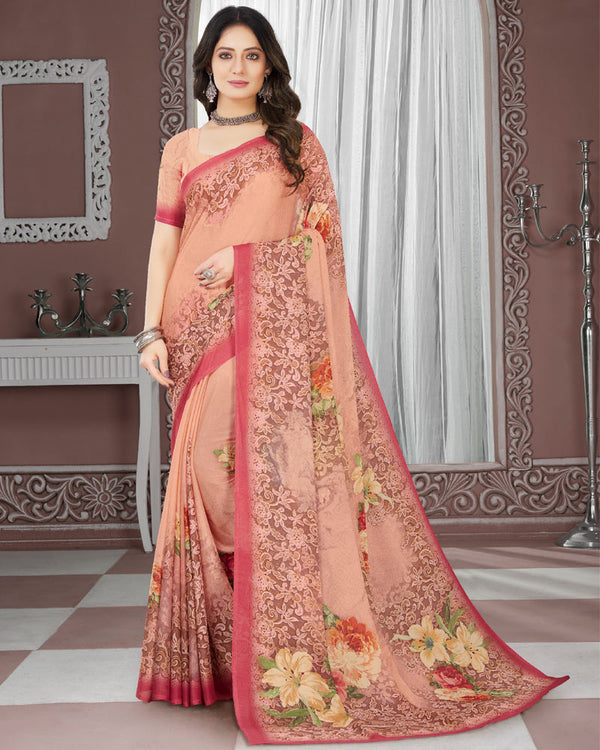 Vishal Prints Light Pink Digital Print Criva Crepe Saree