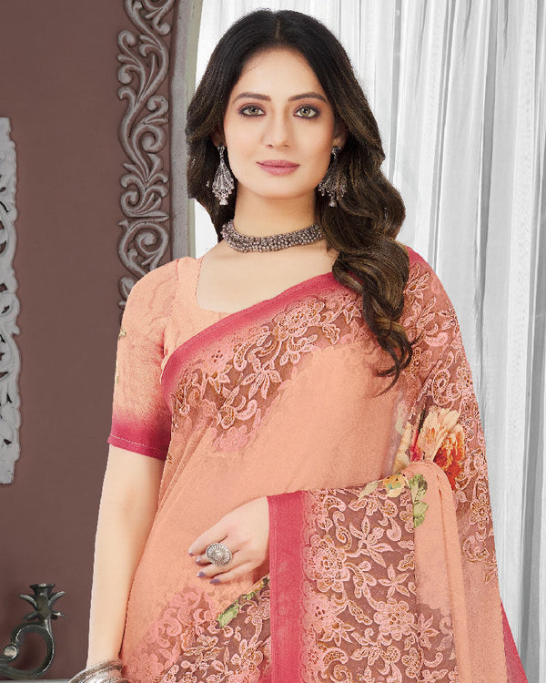 Vishal Prints Light Pink Digital Print Criva Crepe Saree
