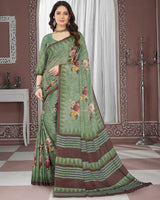 Vishal Prints Grey Olive Digital Print Criva Crepe Saree