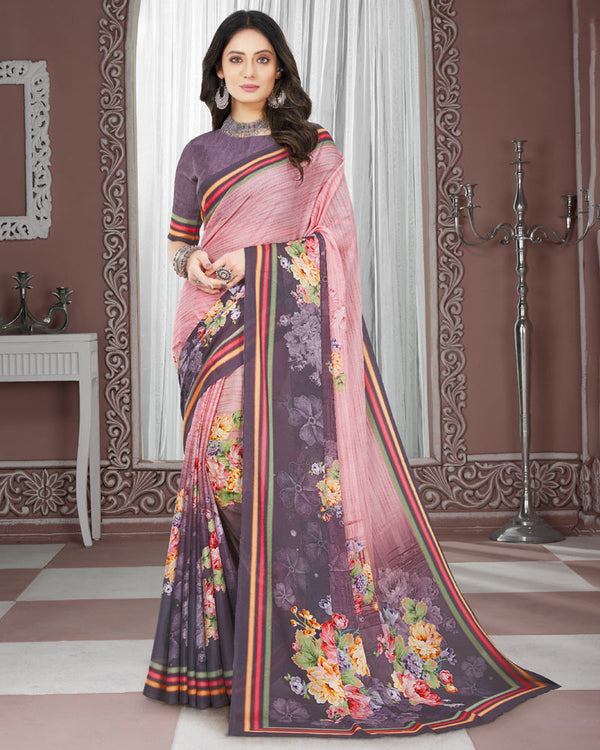Vishal Prints Light Mauve Digital Print Criva Crepe Saree
