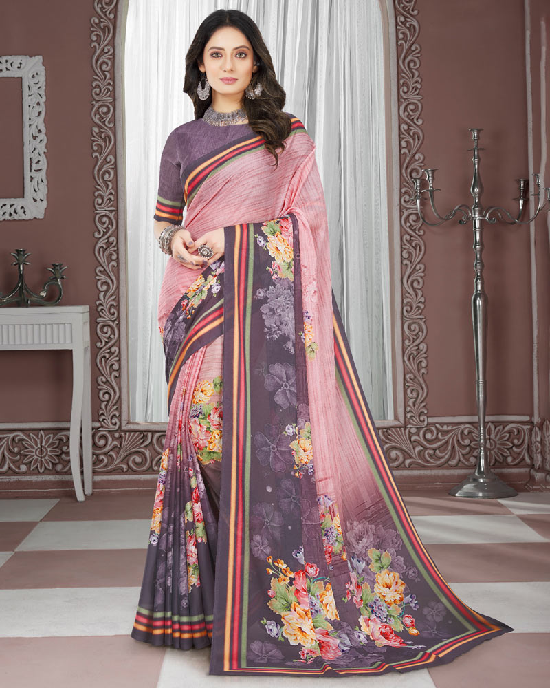 Vishal Prints Light Mauve Digital Print Criva Crepe Saree