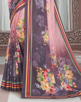 Vishal Prints Light Mauve Digital Print Criva Crepe Saree