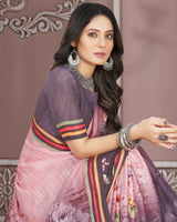 Vishal Prints Light Mauve Digital Print Criva Crepe Saree