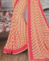 Vishal Prints Light Beige Printed Georgette Saree With Fancy Border