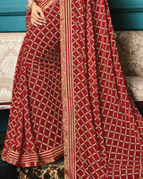 Vishal Prints Maroon Printed Georgette Saree With Fancy Border