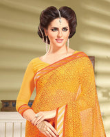 Vishal Prints Sunrise Orange Printed Georgette Saree With Fancy Border