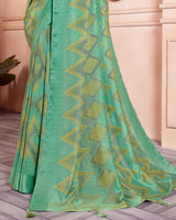 Vishal Prints Aqua Green Designer Silk Brasso Saree With Diamond Work And Core Piping