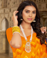 Vishal Prints Orange Printed Georgette Saree With Fancy Border