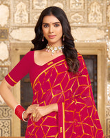Vishal Prints Monza Pink Printed Georgette Saree With Fancy Border